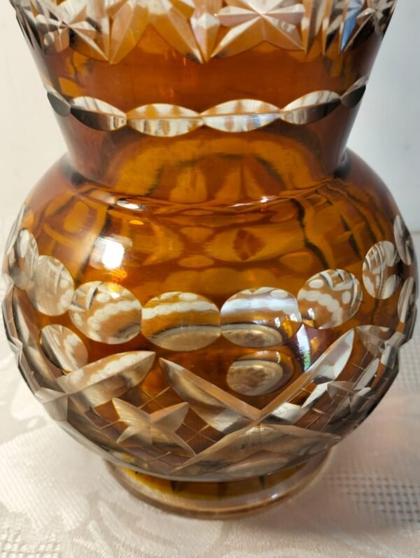Beautiful Vintage Edwardian Bohemian Hand Cut Crystal Vase - Image 3