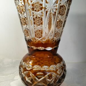 Vintage Edwardian Bohemian Hand Cut Crystal Vase