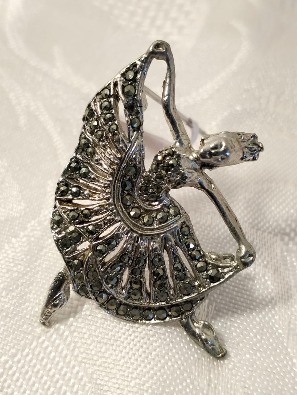 Vintage Marcasite Ballerina Brooch 2 Vintage Marcasite Ballerina Brooch - Image 2