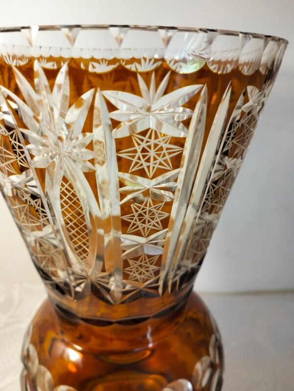 Beautiful Vintage Edwardian Bohemian Hand Cut Crystal Vase - Image 4