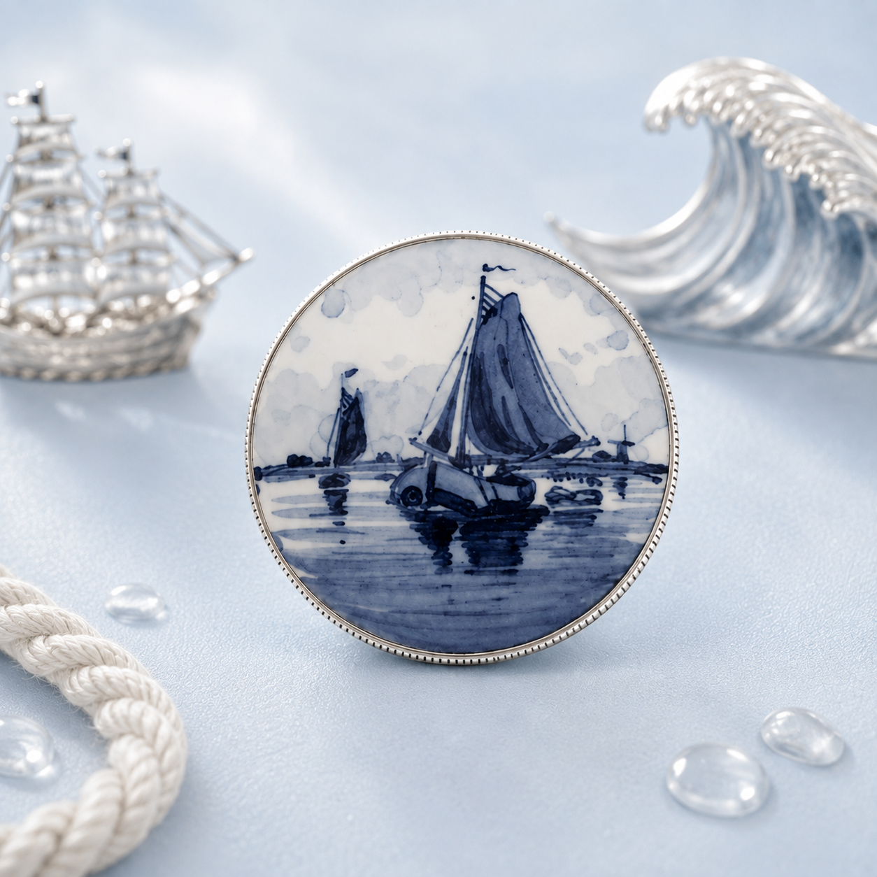 Delft and Silver Brooch 1 Delft and Silver Brooch