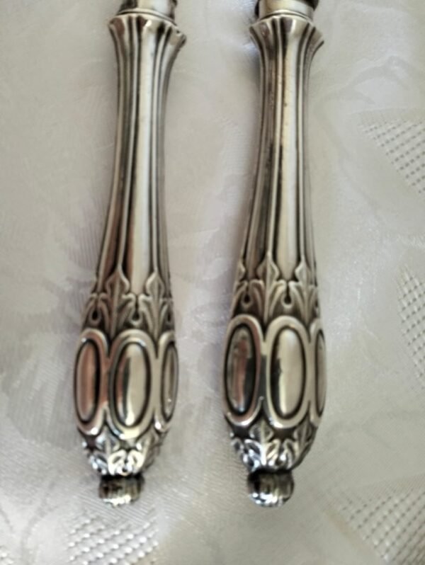 Antique Silver Plated Fish Serving Fork and Knife Set - Image 2