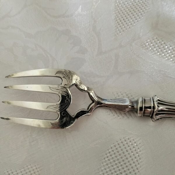 Antique Silver Plated Fish Serving Fork and Knife Set - Image 6