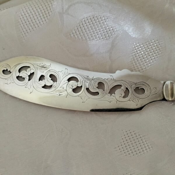Antique Silver Plated Fish Serving Fork and Knife Set - Image 8