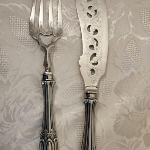 Antique Silver Plated Fish Serving Fork and Knife Set