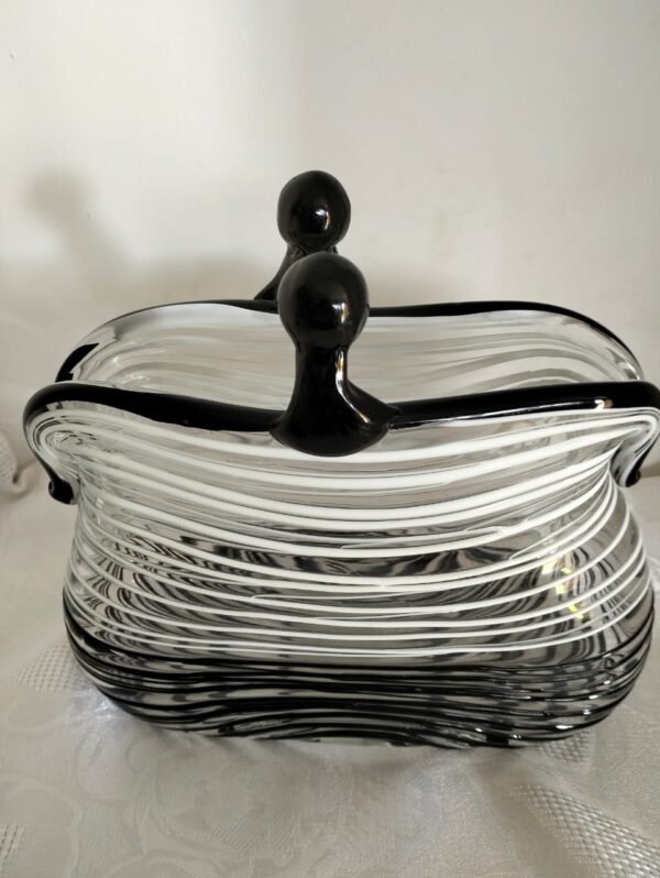 Murano Style Black and White Vase - Image 7