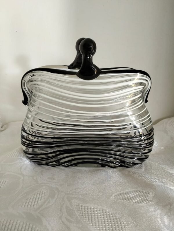 Murano Style Black and White Vase - Image 3