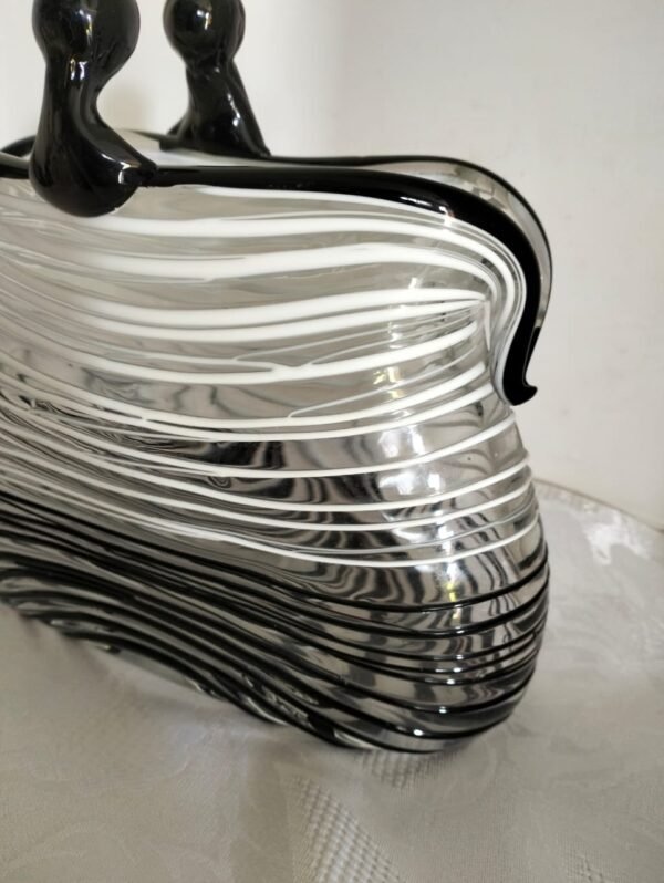 Murano Style Black and White Vase - Image 4