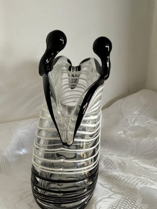 Murano Style Black and White Vase - Image 5