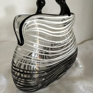Murano Style Black and White Vase