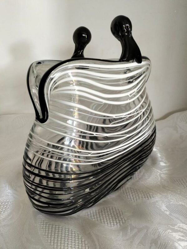Murano Style Black and White Vase
