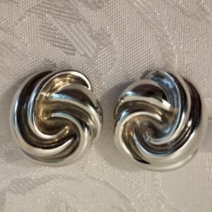 Pair of Silver Round Clip on Earrings