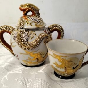 Vintage Japanese Moriage Dragonware Sugar Bowl with Lid