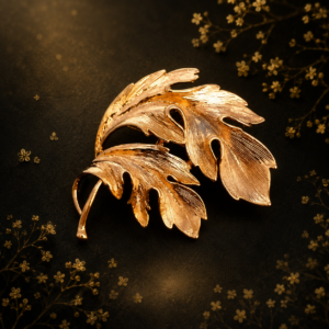 Vintage Gold Plated Leaf Brooch