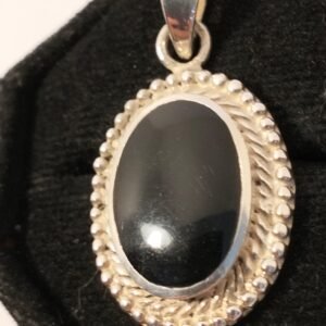 Sterling Silver Onyx Oval Pendant