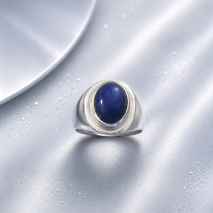 Sterling Silver Oval Blue Stone Ring
