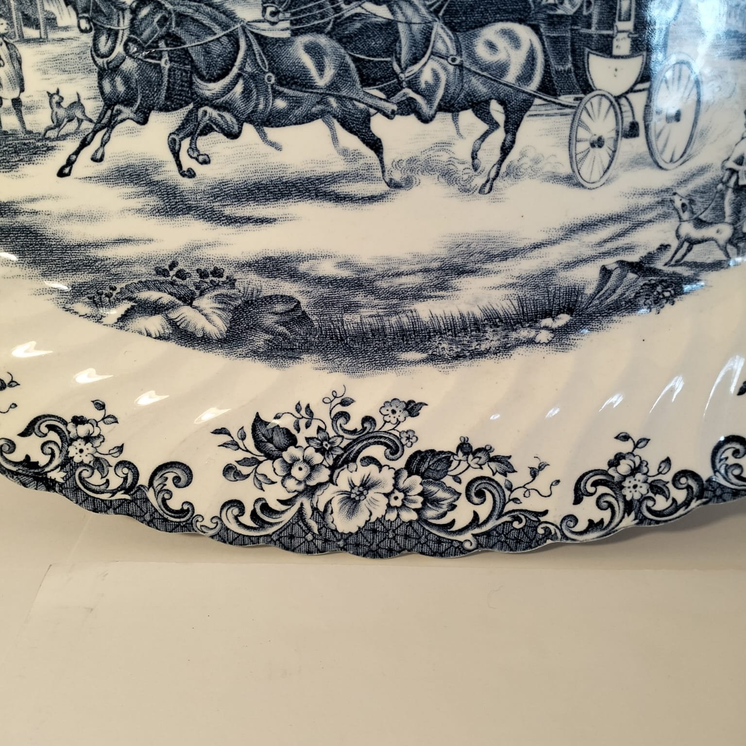 Rare Johnson Bros Blue and White Serving Platter 3 Johnson Bros Blue White Serving Platter