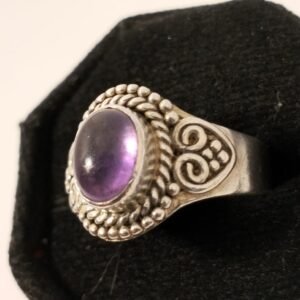 Sterling Silver Caboschon Amethyst Ring