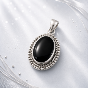 Affordable Sterling Silver Onyx Oval Pendant