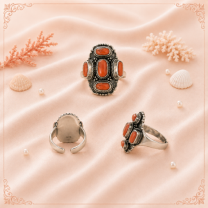 Unique Sterling Silver Coral Ring