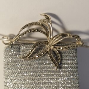 Vintage Sterling Silver Marcasite Brooch