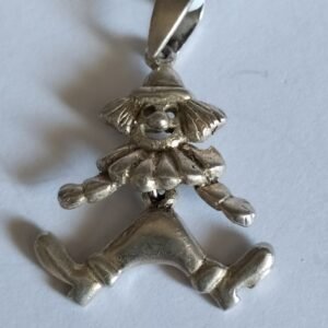 Silver Swinging Clown Pendant