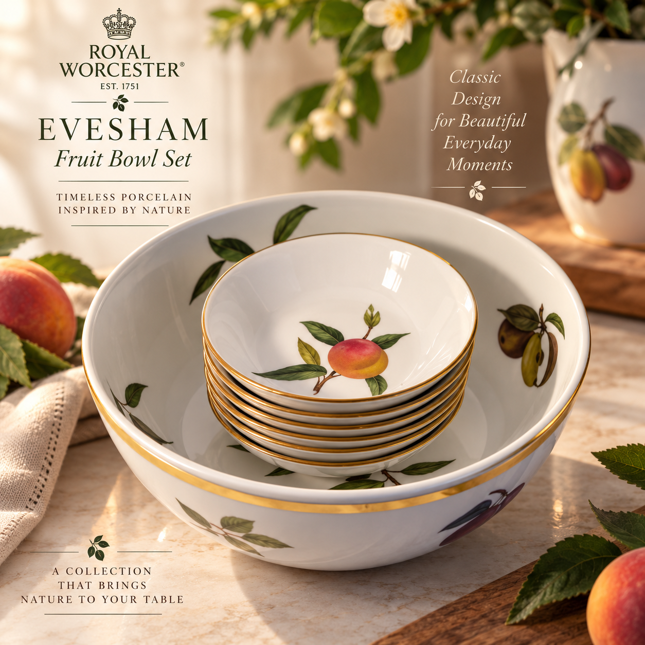 Royal Worcester Evesham Fruit bowl set 1 Royal Worcester Evesham Fruit bowl set