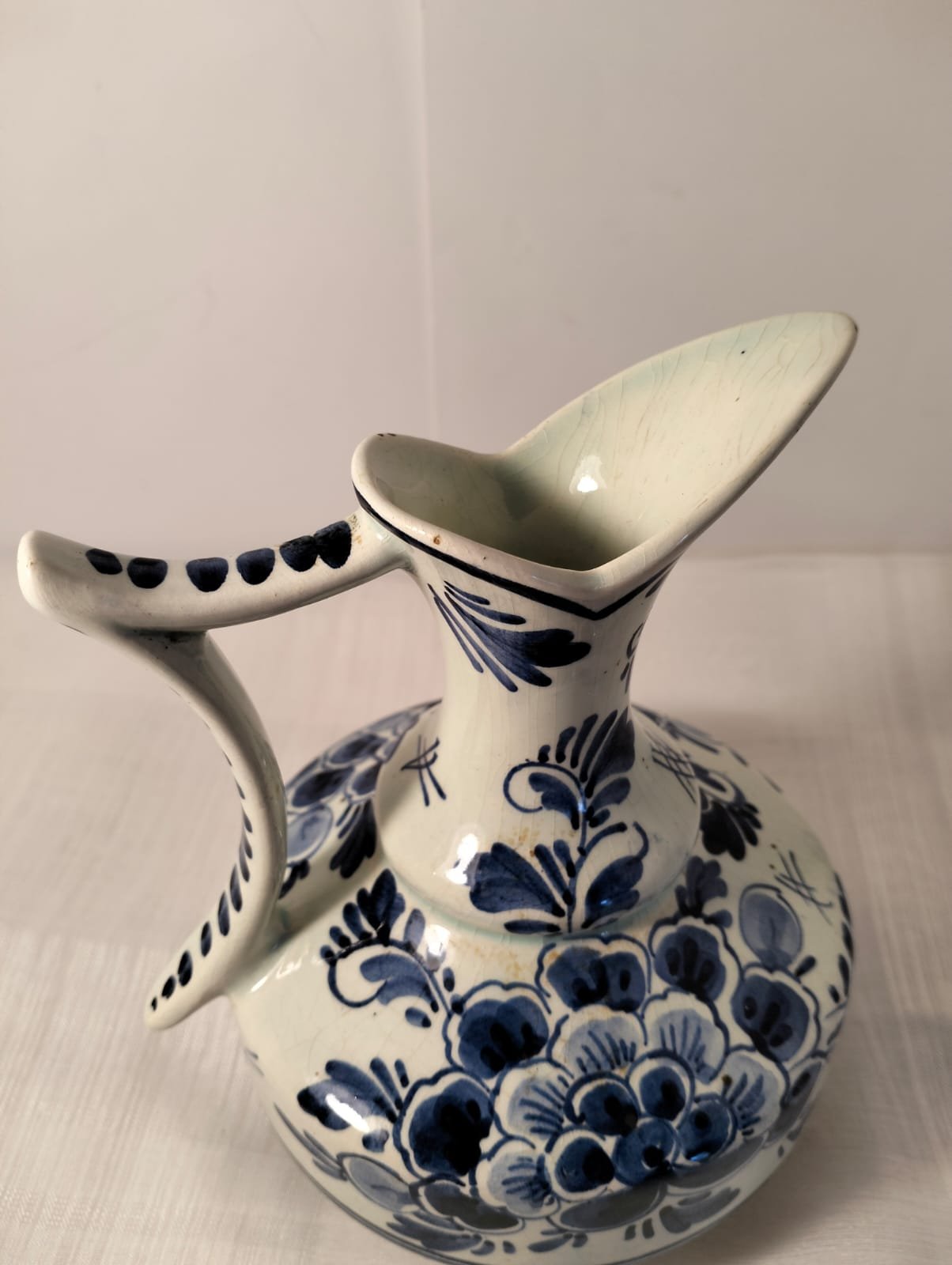Vintage Delft Blue Hand-Painted Pitcher/Ewer 3 Vintage Delft Blue Hand-Painted Pitcher/Ewer - Image 3