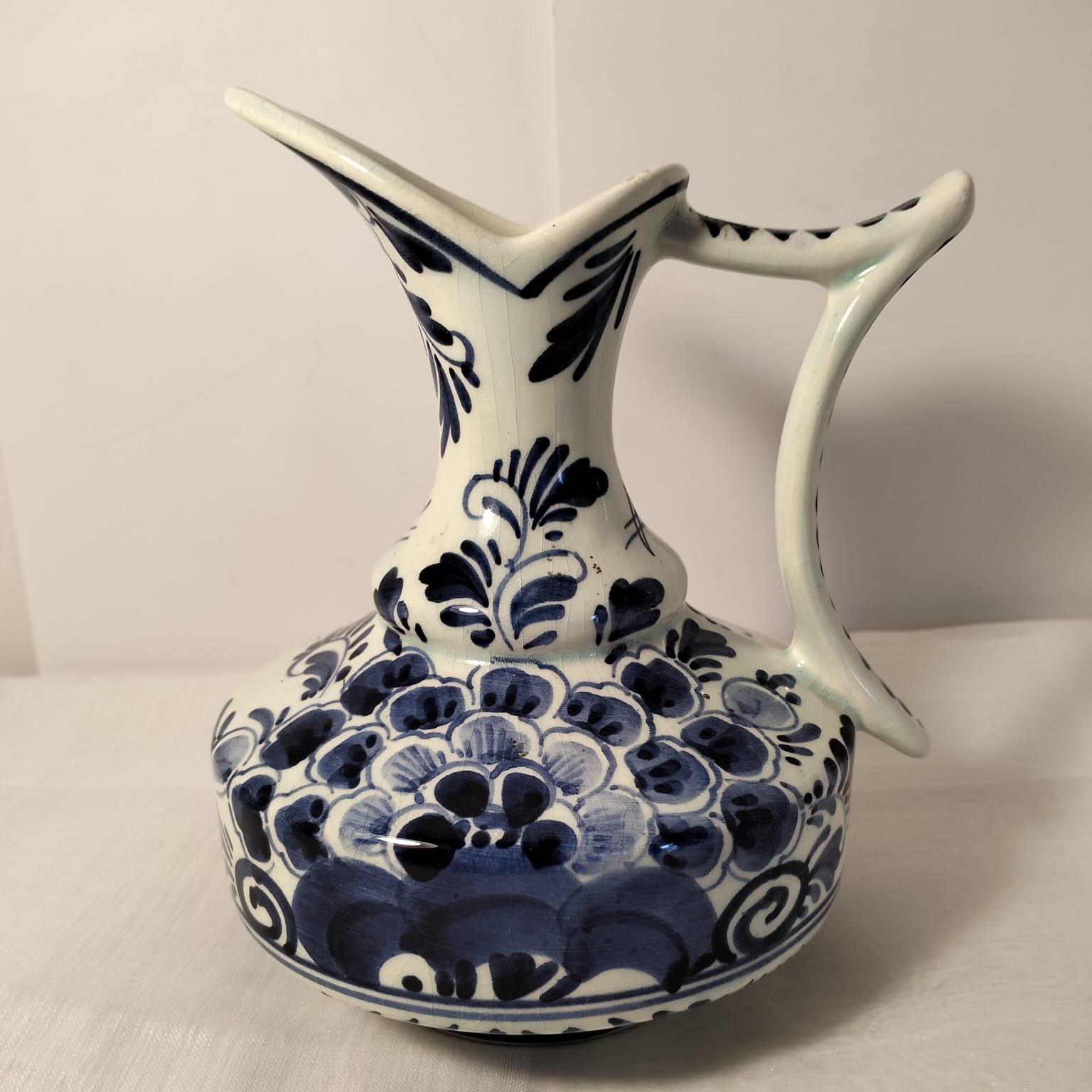 Vintage Delft Blue Hand-Painted Pitcher/Ewer 1 Vintage Delft Blue Hand-Painted Pitcher/Ewer