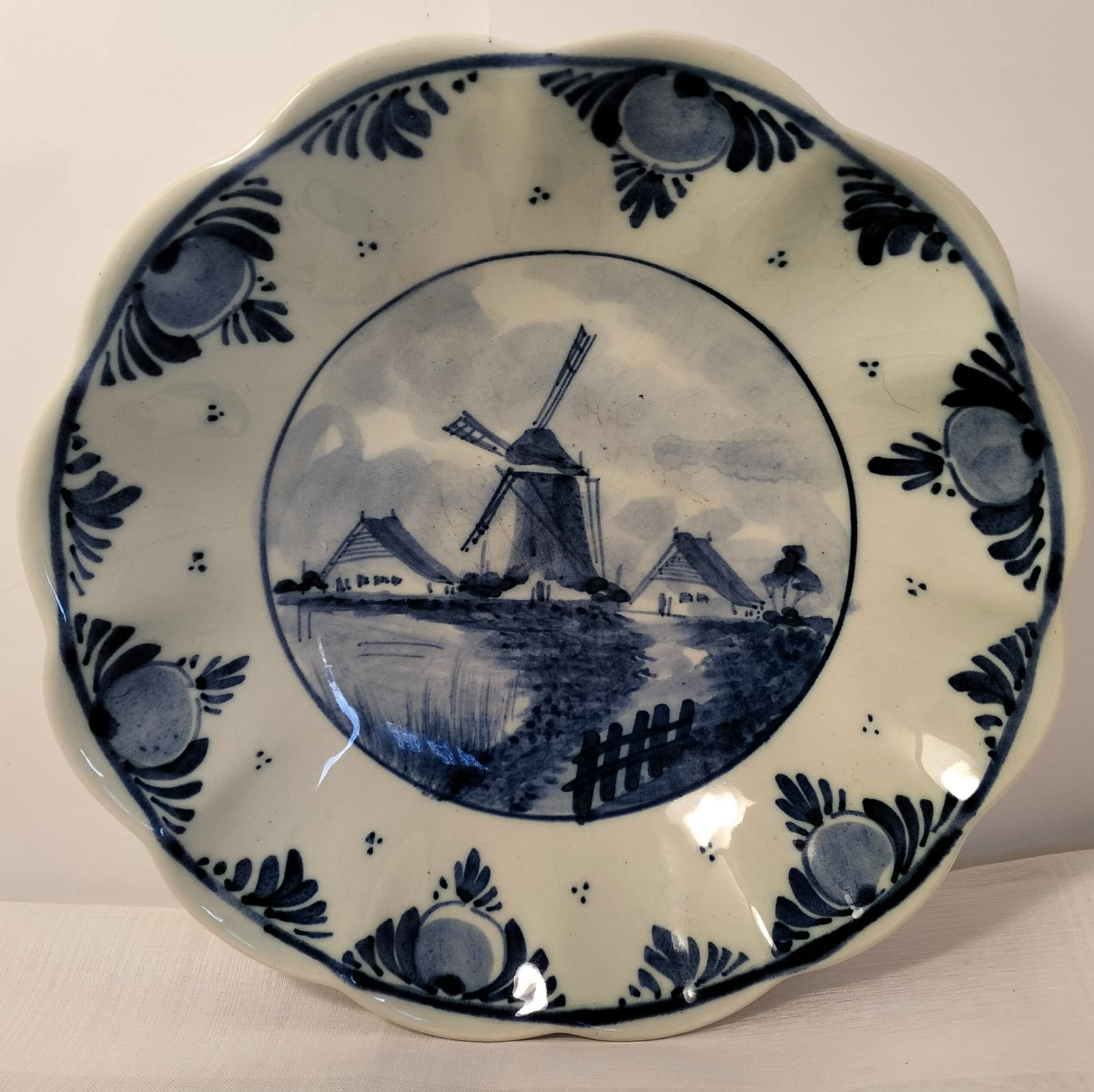 Delft Blue Scalloped Edge Hand Painted Bowl 1 Delft Blue Scalloped Edge Hand Painted Bowl