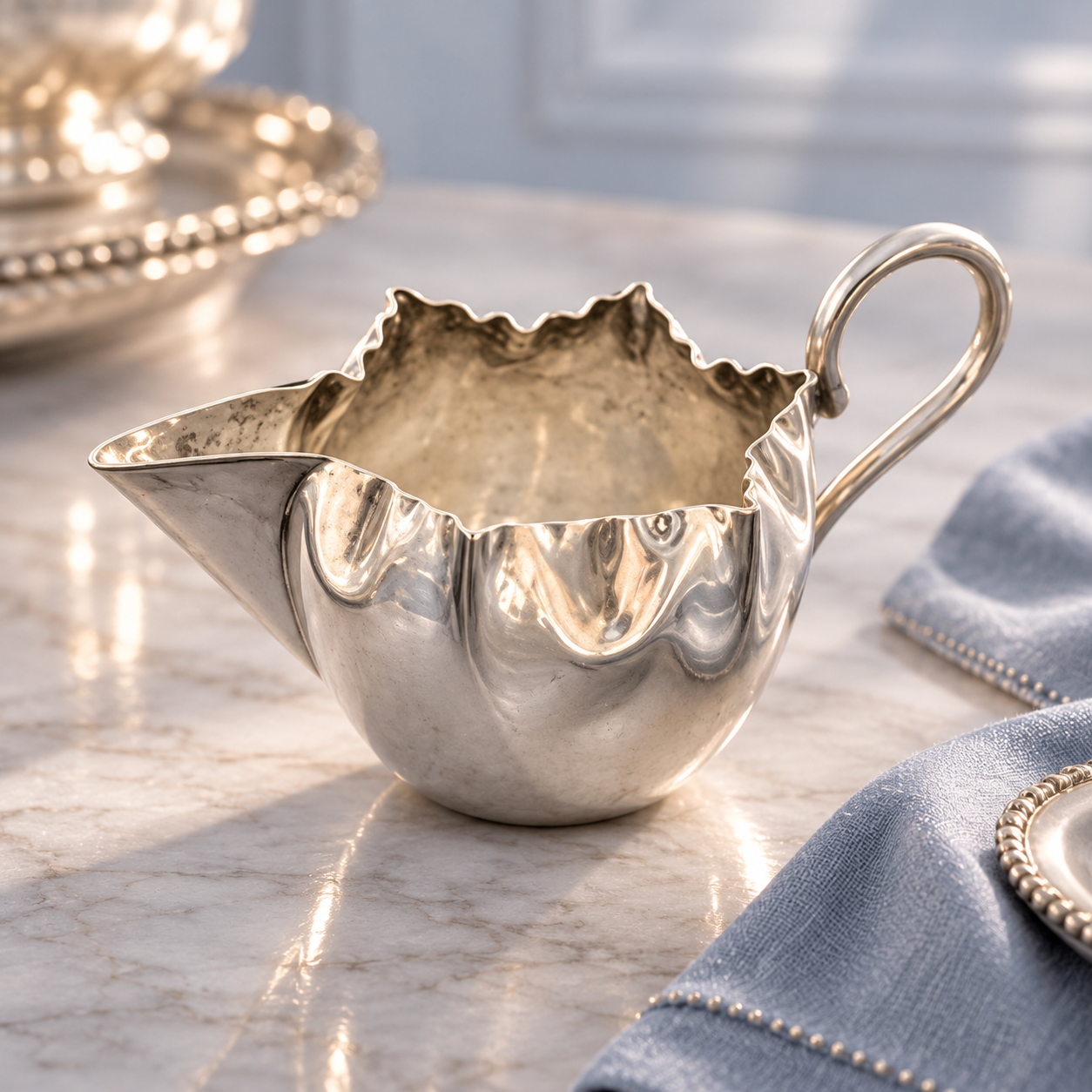 Charming Edwardian Silver Plated Creamer Jug 1 Charming Edwardian Silver Plated Creamer Jug
