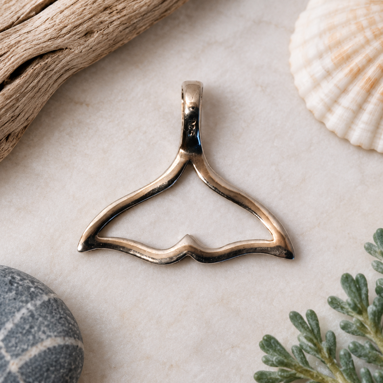 Sterling Silver Whale Tail Pendant 1 Sterling Silver Whale Tail Pendant