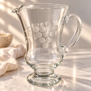 Clear Etched Glass Pitcher