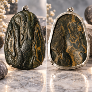 Natural Stone Pendant in Silver