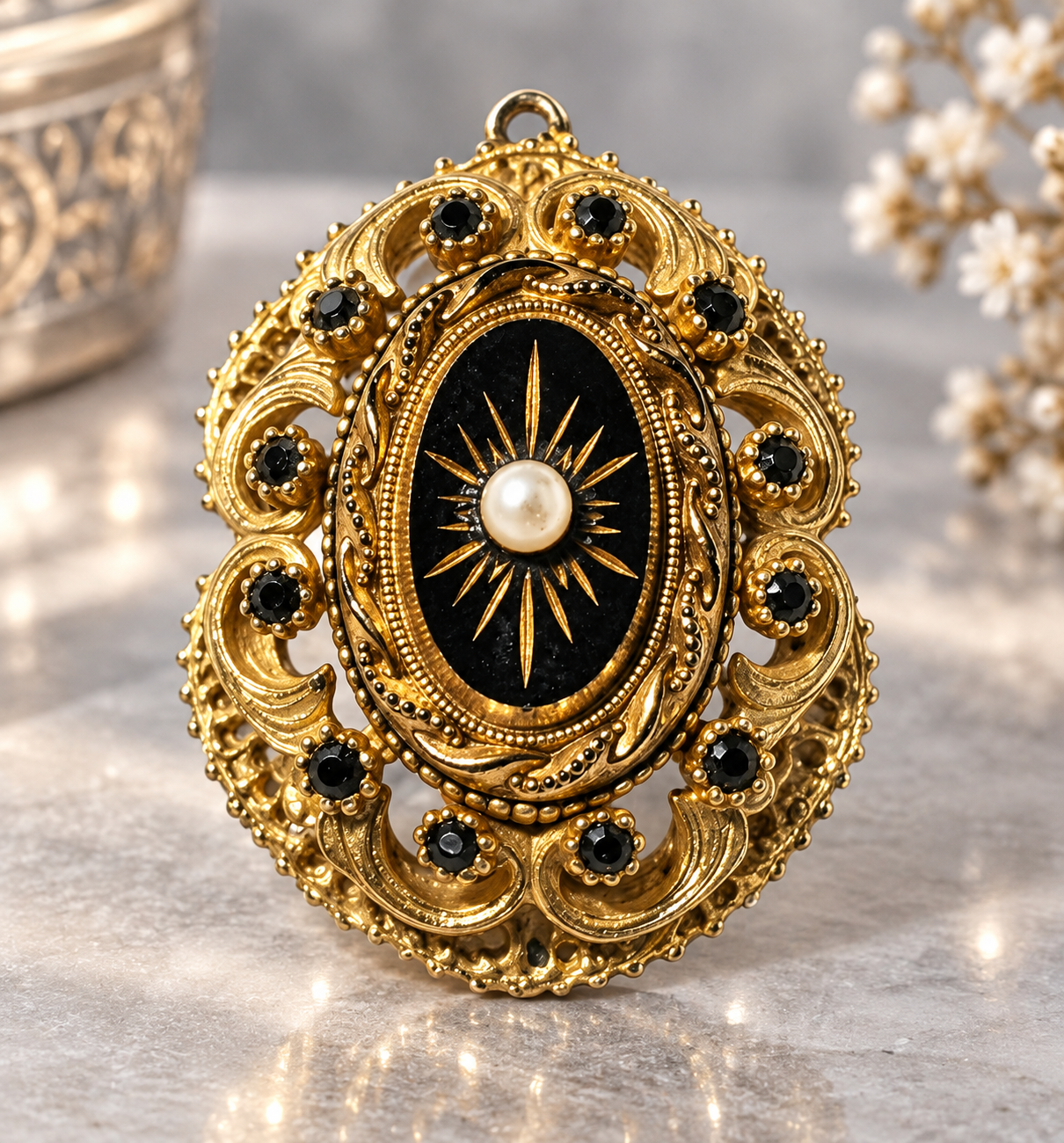 Attractive Vintage Victorian Revival Brooch 1 Vintage Victorian Revival Brooch