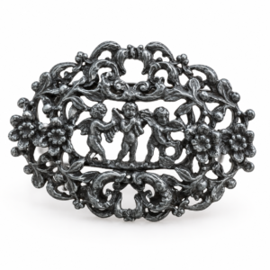 Vintage Three Cherubs Openwork Brooch