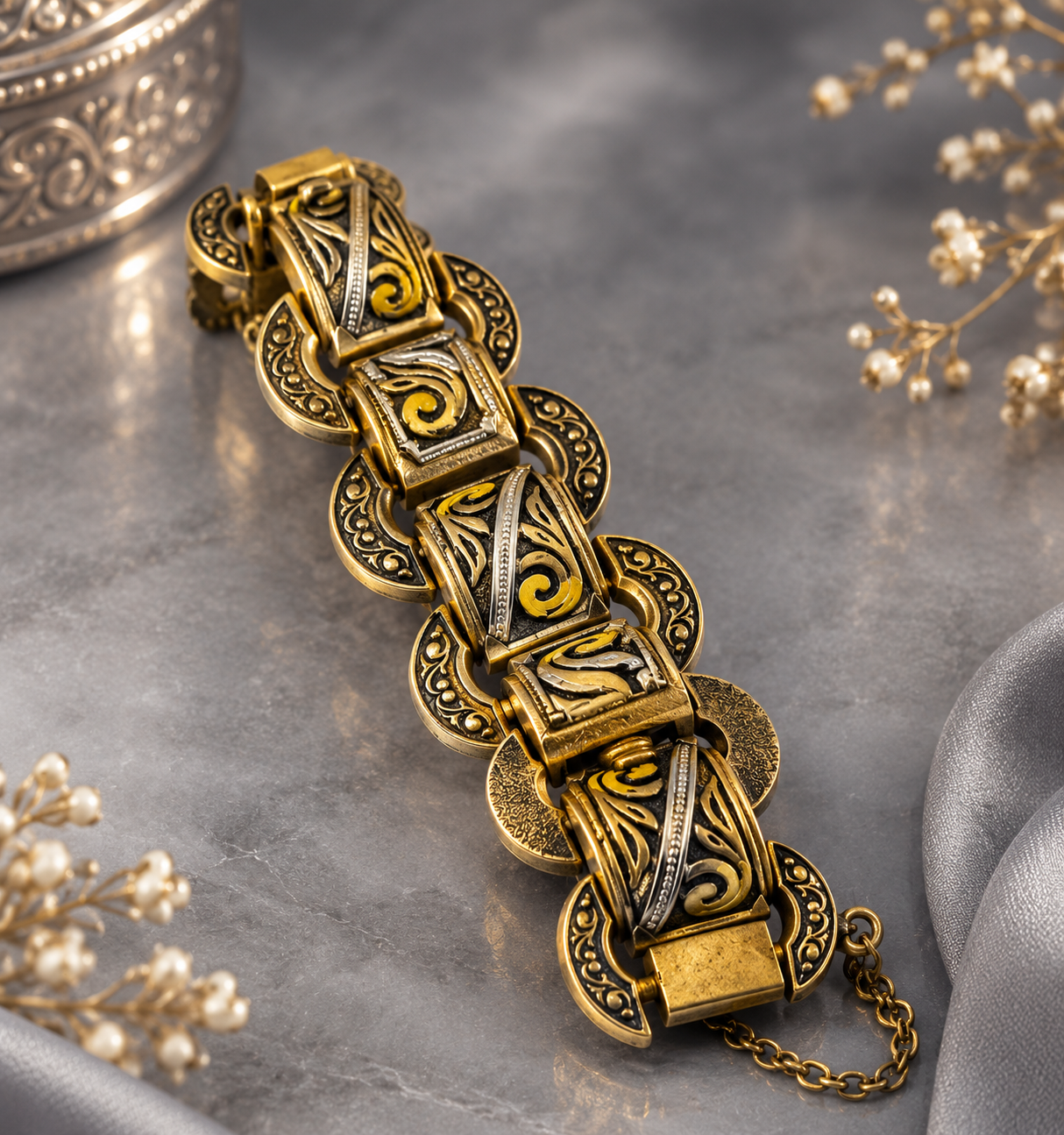 Exquisite Vintage Toledo Damascene Bracelet 1 Vintage Toledo Damascene Bracelet