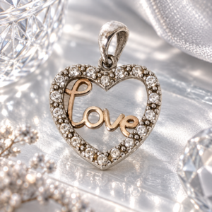 Vintage-Style “Love” Heart Pendant
