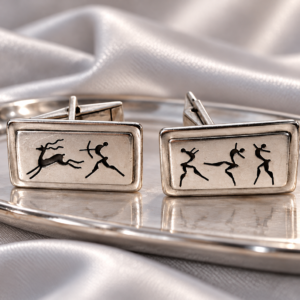 Sterling Silver African Rock Art Inspired Men's Cufflinks